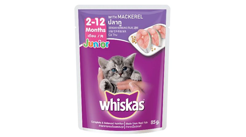 Whiskas Cat Food Wet Pouch Junior Mackerel อาหารเปียกสำหรับลูกแมว