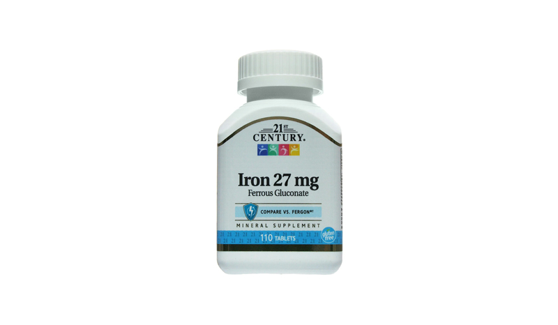 อาหารเสริมธาตุเหล็ก 21st Century Iron 27 mg Ferrous Gluconate