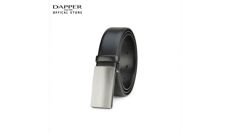 DAPPERเข็มขัดผู้ชาย DAPPER รุ่น Black Smooth Plaque Buckle Belt