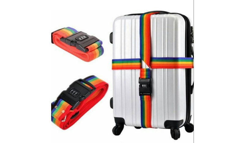 สายรัดกระเป๋าเดินทางพร้อมรหัสล็อก Rainbow Travel Luggage Belt Suitcase Strap with Code Lock รุ่น BB0053