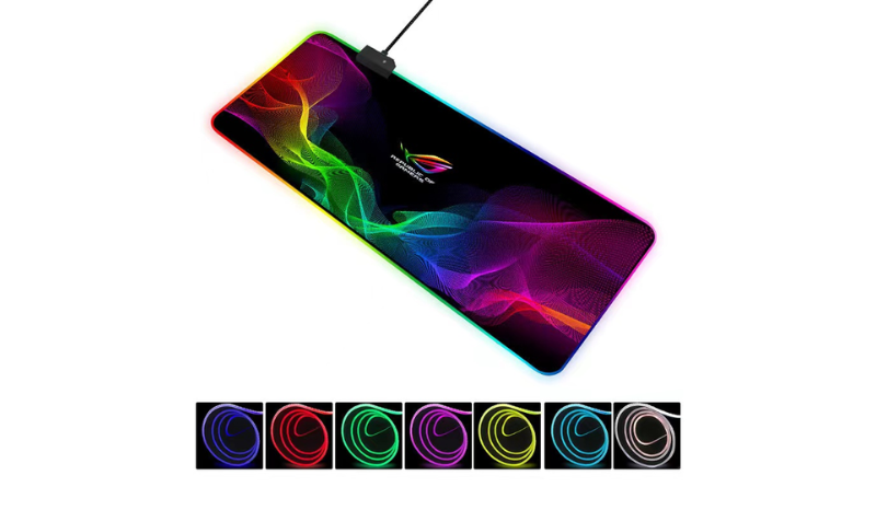 แผ่นรองเมาส์มีไฟ GMS-wt-5 Gaming Mouse Pad RGB 7colors (300×800×4) เปลี่ยนไฟได้ 14 โหมด