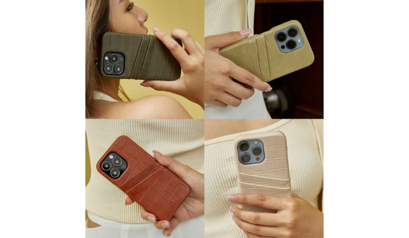 เคส Iphone 14 promax ยี่ห้อ MUSE (Croc Phone , Card Holder Phone) Case EARTH Tone