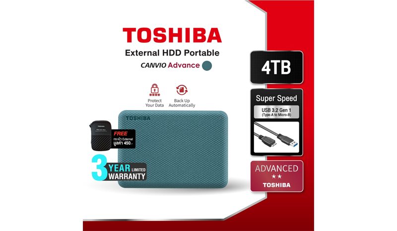 Toshiba External 4TB USB3.2 รุ่น Canvio Advance
